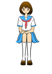 Manga girl sits