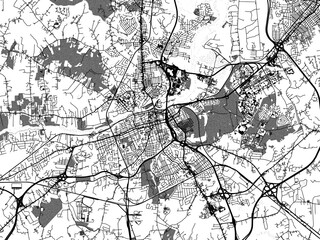 Obraz premium Greyscale vector city map of Petersburg Virginia in the United States of America with with water, fields and parks, and roads on a white background.