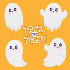 Cute ghost collection set. Halloween character