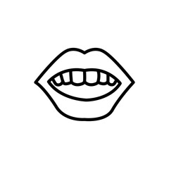 Beautiful smile with healthy teeth linear icon. Thin line illustration. Contour symbol. Vector isolated outline drawing. Editable stroke