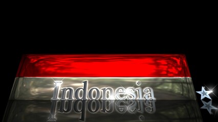 床に映るIndonesiaの国旗と国名のテキスト2-3-2