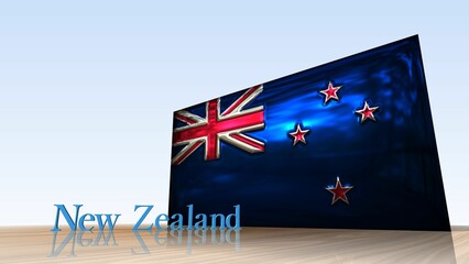 床に映るNew_Zealandの国旗とテキスト4-3-3