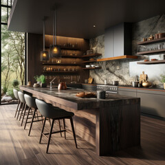 Fototapeta na wymiar 3D rendering of a kitchen 