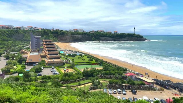 Aerial view of the Chambre d&rsquo;Amour beach in Anglet, France