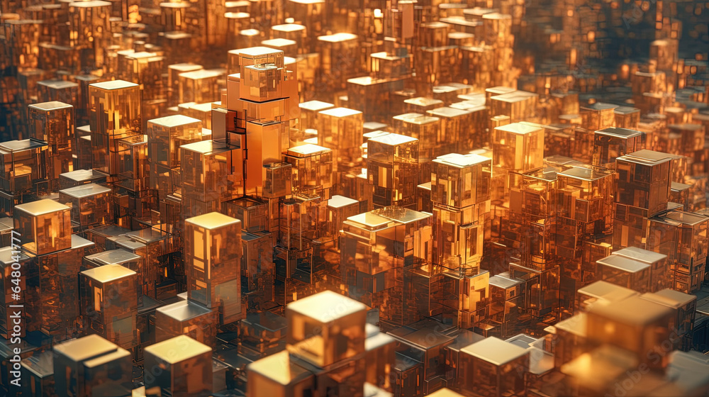 Poster Abstract background with structure of cubes. Colorful cubes texture for technology backdrop.