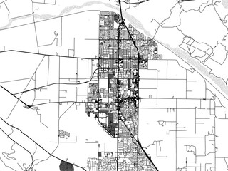 Greyscale vector city map of  Santa Maria California in the United States of America with with water, fields and parks, and roads on a white background.