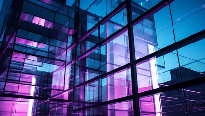 Architectural blue city window office facade reflection business modern urban
