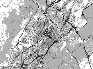 Greyscale vector city map of  Scranton Pennsylvania in the United States of America with with water, fields and parks, and roads on a white background.