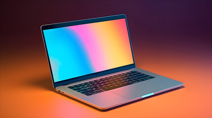 Abstract colored wallpaper on laptop screen, creativity concept, Isolated background. Generative AI