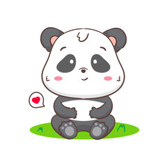 Cute panda sitting cartoon character. Kawaii adorable animal concept design. Isolated white background. Vector art illustration