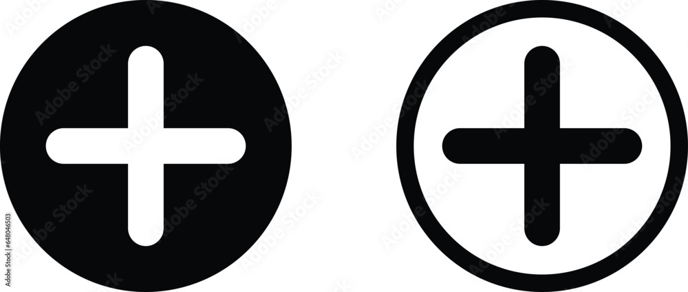 Poster add icon set vector in two styles . plus icon . add post icon