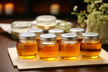 Minimalist presentation of honey tasting and quality check in a peaceful environment 