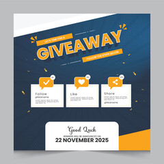 Giveaway steps for social media post with 3 steps to win	
