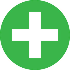 First aid icon . Green medical icon circle isolated on white background . Vector