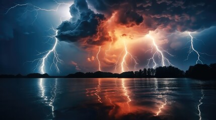 Thunder sky lightning. - obrazy, fototapety, plakaty