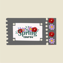 Vintage Coupon with Spring and Flowers