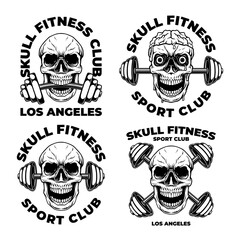 Vector pack of skull gym fitness logo. Element logo design