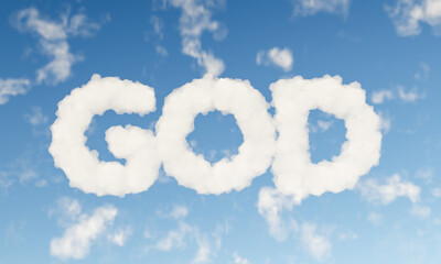 Naklejka premium sign with the word GOD in the sky