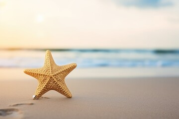 Fototapeta na wymiar Christmas gold star decoration on the beach