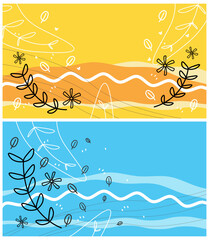 Idea of green eco friendly banner. Set of vector illustrations. Clean style backgrounds