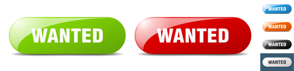 wanted button. key. sign. push button set