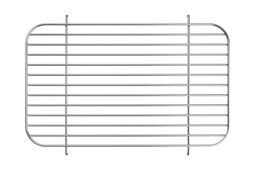 Empty metal grill rack on transparent background, top view