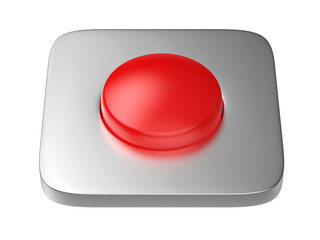 Red emergency button on transparent background