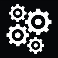 cogwheel gear mechanism vector icon isolated on black
