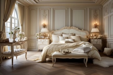 french bedroom in modern and antique luxury style