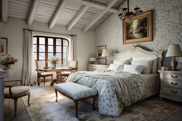 french bedroom in modern and antique luxury style