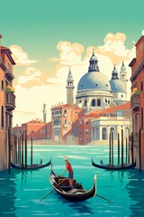 Retro Venice Travel poster - obrazy, fototapety, plakaty