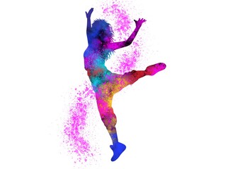 Obraz premium Watercolor Dancer drawing, silhouette of a dancing person, Watercolor dancing, Hiphop, Classical 