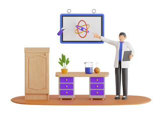3d illustration of scientific research and technology. scientist conducting experiments in science laboratory. 3d illustration
