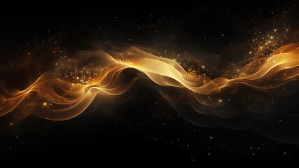 Abstract gold dust background over black.