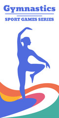 Graceful female gymnast silhouette illustration. Gymnastics vector poster