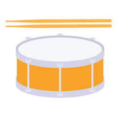 Snare Drum Flat Illustration. Clean Icon Design Element on Isolated White Background