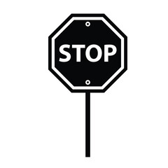 Stop Sign Silhouette. Black and White Icon Design Elements on Isolated White Background