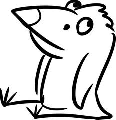 Vector drawing of bird. Hand drawn, cartoon style, black and white, isolated,contour, silhouette,outline,doodle, sketch. Cute,silly,character,emotion,animal,wings, big,small,fly,happy,wild,nature,kid.