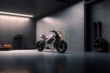  an electric motorbike inside garage