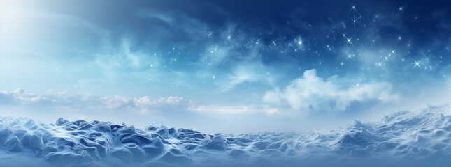 Winter wide background with misty coldly landscape 