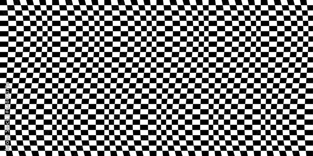 Fototapete Checkered seamless fabric. A curved and slightly convex canvas, a vector of checkerboard cells.
