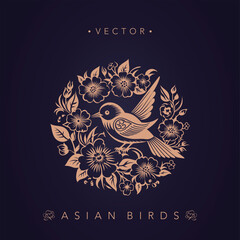 Asian traditional bird patterns ancient Chinese flower and bird patterns