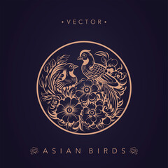 Asian traditional bird patterns ancient Chinese flower and bird patterns