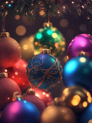 Obraz na płótnie Canvas christmas ball decorations colourful christmas bokeh background