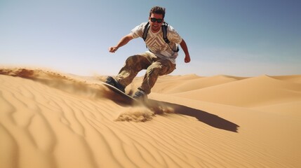 Sand boarding leave Safari Dubai UAE