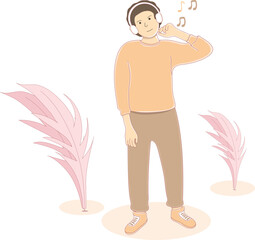 Harmonious Vibes: Vector Girl Immersed in Melody