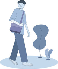 vector student going to the university