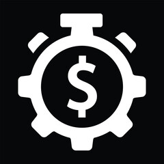 stopwatch icon, black background icon vector