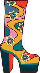 Retro 70s style aesthetic elements, groovy design element