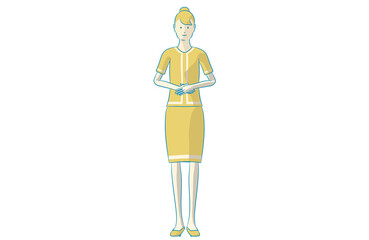 美容整形クリニックの受付をする女性のシンプルなイラスト